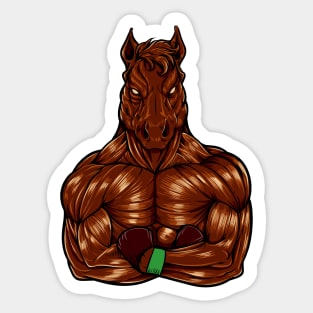 Fitness Bodybuilder Horse Shows Muscles - Weight Training Sticker